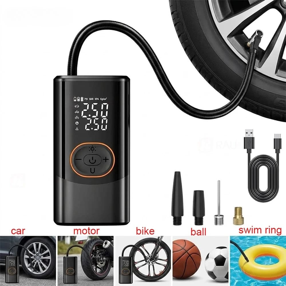 Tire Inflator Portable Air Compressor Electric Mini Air Pump for Car Motorcycle Bicycle Ball Portable Digital Car Tires Air Pump