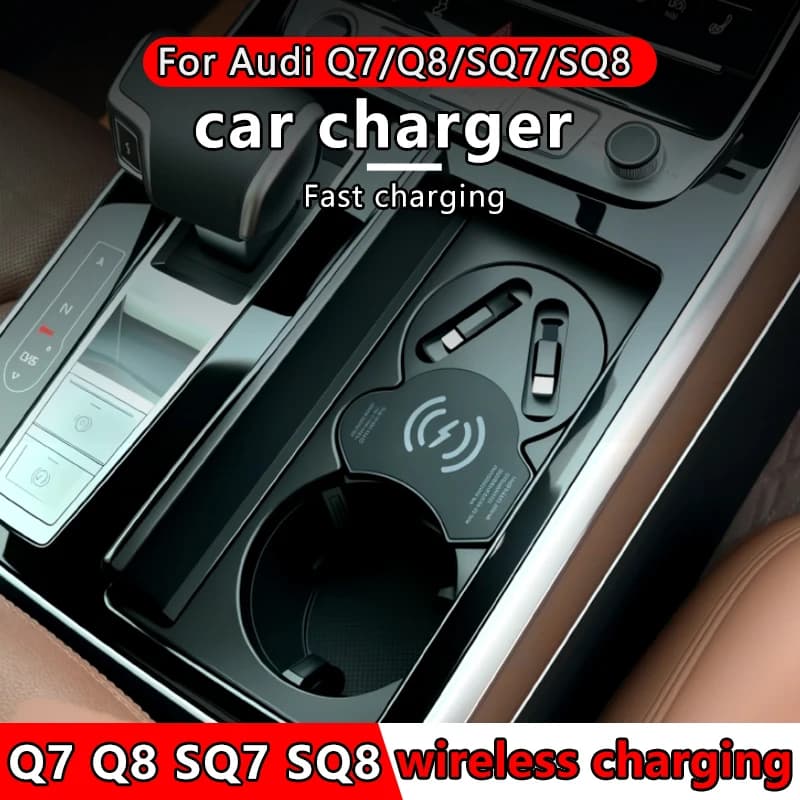 For Audi Q7 Q8 SQ7 SQ8 Car Wireless Charging Charger Splitter Fast charging QI QC3.0 PD3.0 for mobile phones