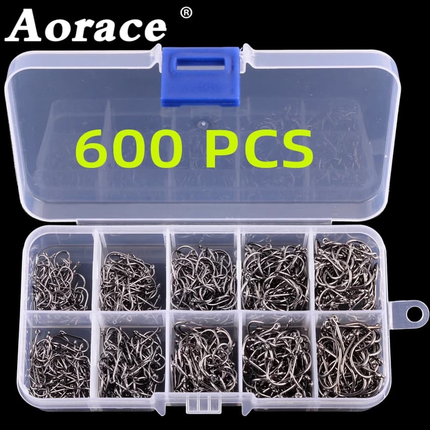 Set of high carbon steel hooks, durable and sharp spindle hook, rock fishing equipment, equipment accessories with box