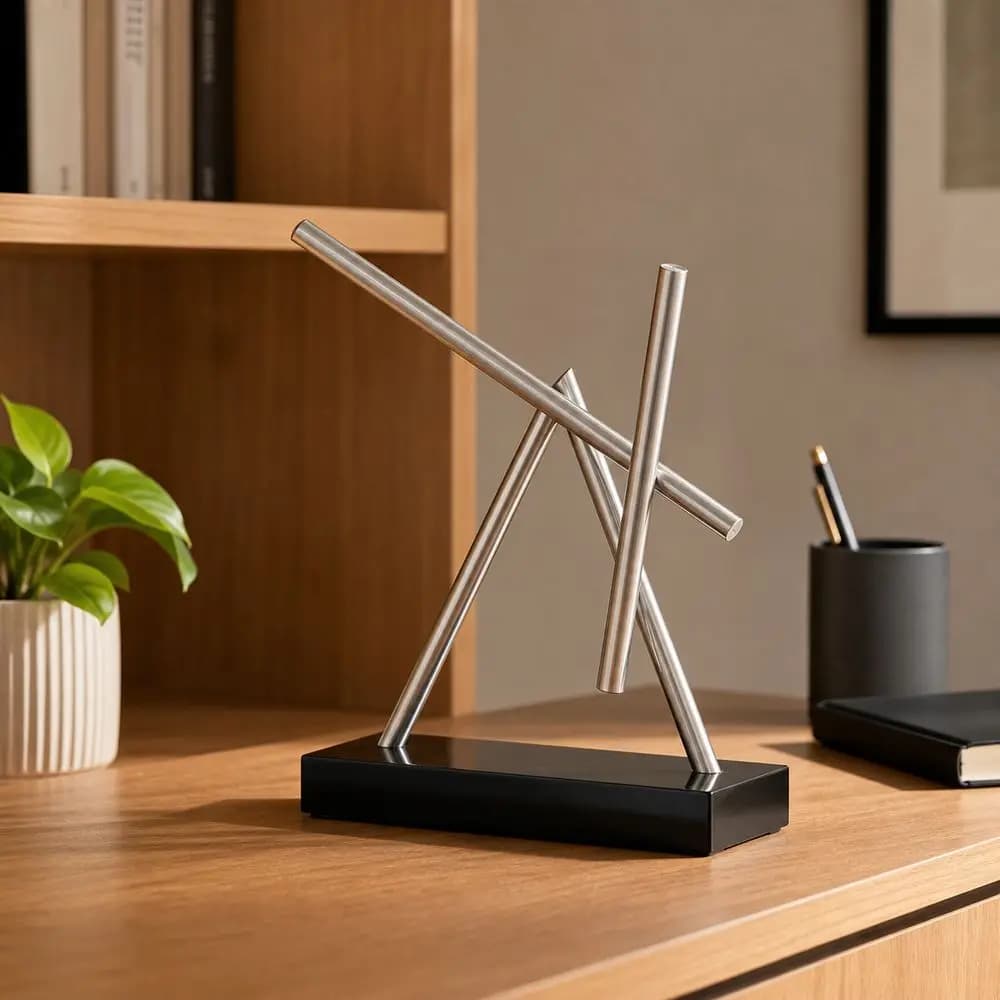 Metal Chaos Pendulum Rotating Structure Geometric Perpetual Motion Ornament Imported Bearing Silver Finish Desktop Ornament