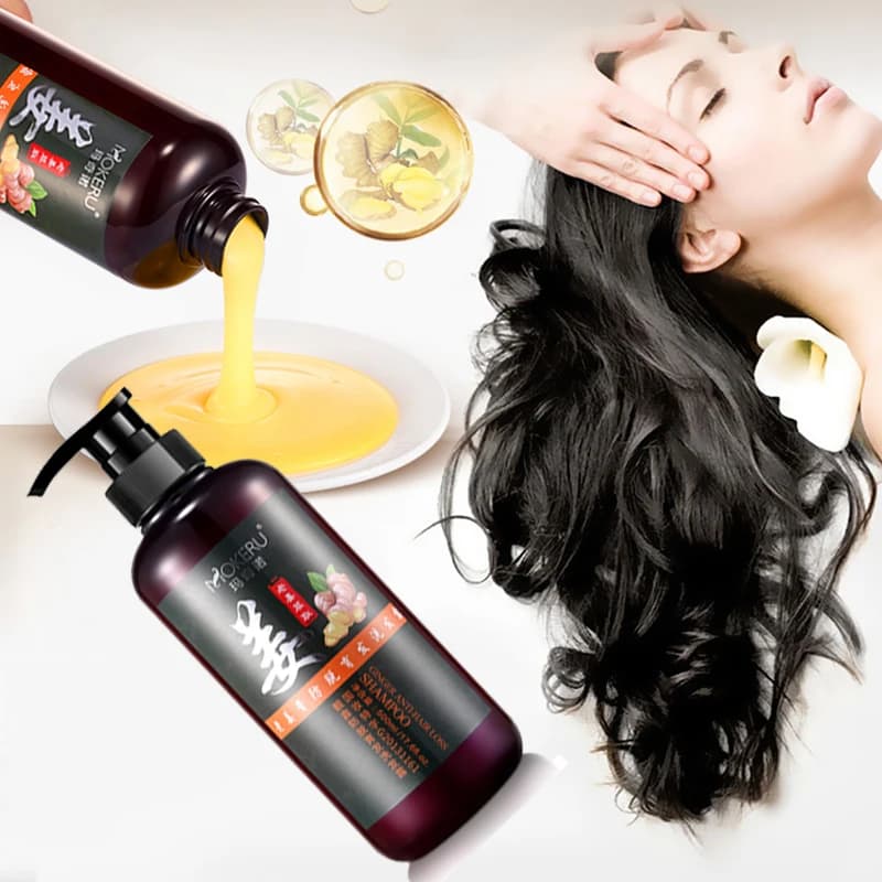 Essenza di zenzero Crescita naturale dei capelli Collagene Proteine Shampoo anti-perdita di capelli Trattamento asciutto Cura dei capelli, Promozione