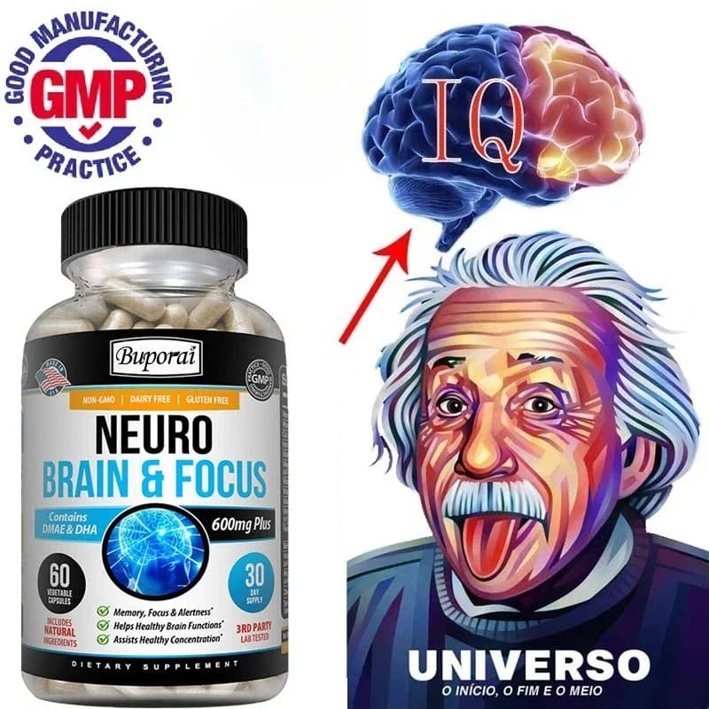 Memoria, messa a fuoco, chiarezza, integratore cerebrale energetico - potenziatore cerebrale nootropico DMAE Vitamine B12, Ginkgo