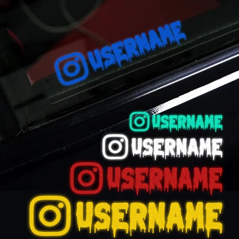 Custom Reflective Stickers with Username for Instagram, Fun Decalcomanie in Vinyl Waterproof Fa-da-Te for Tank Moto, Helmet, Car, Bicycle