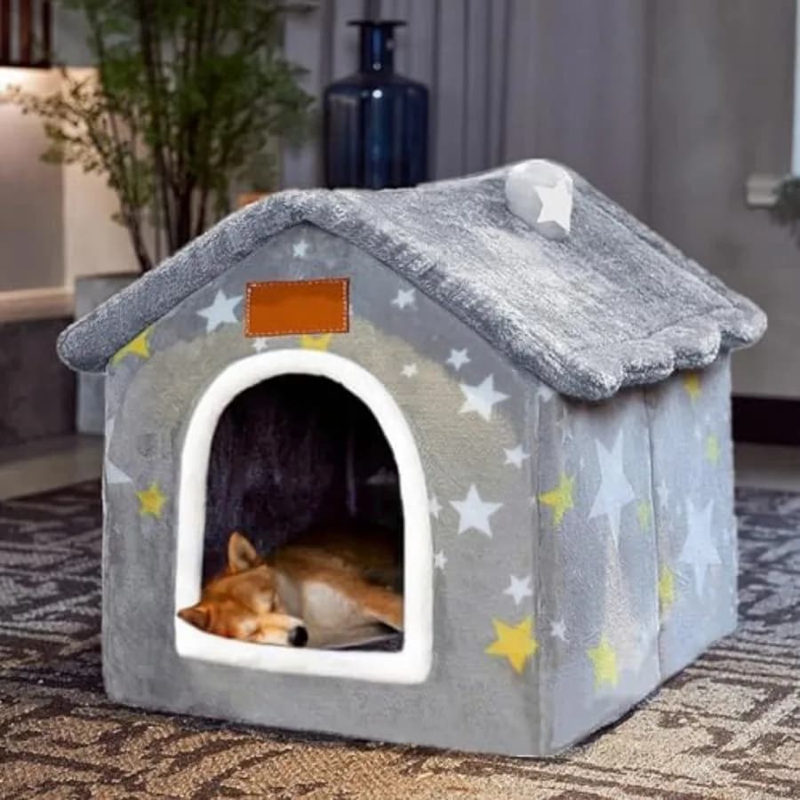 Cuccia per Cani da Interno con Spugna Memory, Pieghevole, con Cuscino per Cani e Gatti, Calda per l'Inverno, Nido per Gatti, Cuccia per Cuccioli
