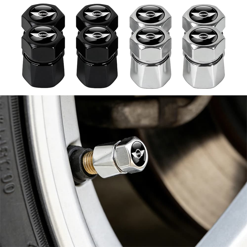 4 Pezzi Tappi Valvola Pneumatici per Auto, Accessori Auto per MINI Cooper S JCW WORKS R55 R56 F55 F56 R57 R58 R59 R60