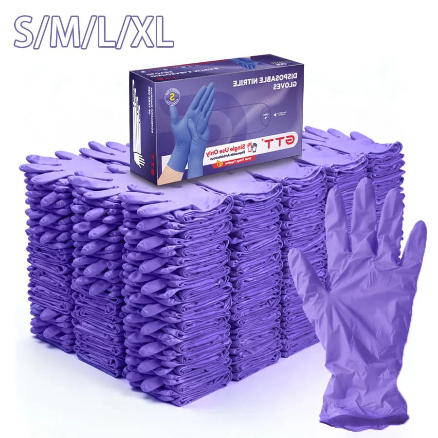 200/500 pcs durable disposable purple nitrile gloves 5 million powder-free gloves without latex preparation of home cleaning food