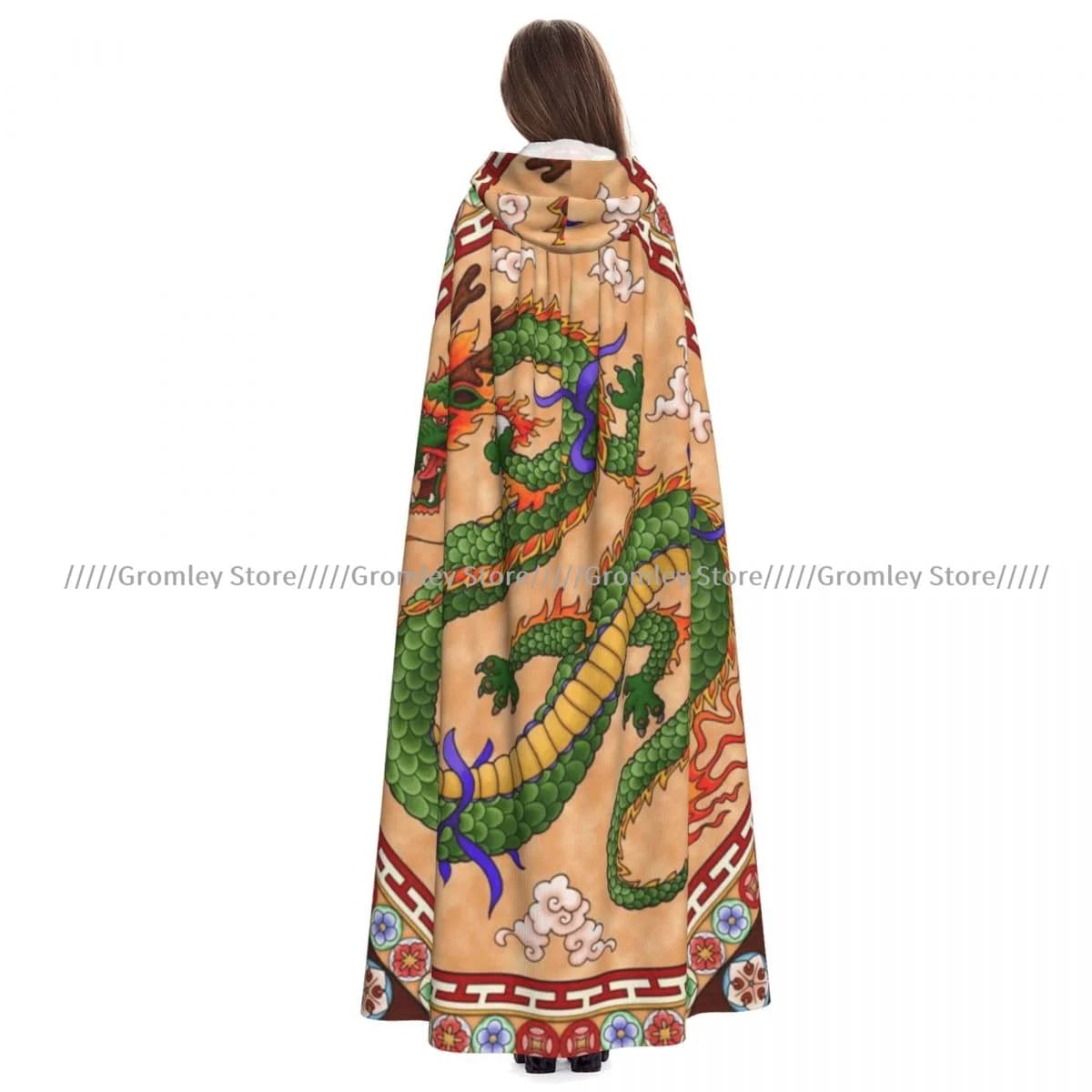 Mantello da Strega Drago con Cappuccio, Costume Cosplay per Halloween, Mantello Lungo per Feste per Adulti