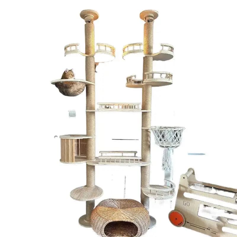Cat Climbing Frame Nest DIY Solid Wood Tree Integrated Frame Homemade Tongtian Pillar Scratching Column