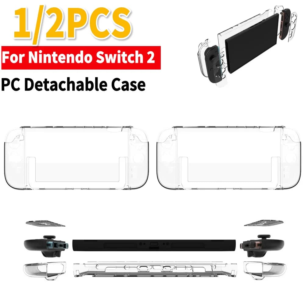 Custodia rigida trasparente per PC per Nintendo per Switch 2 Cover trasparente divisa Custodia protettiva antiurto per console di gioco portatile