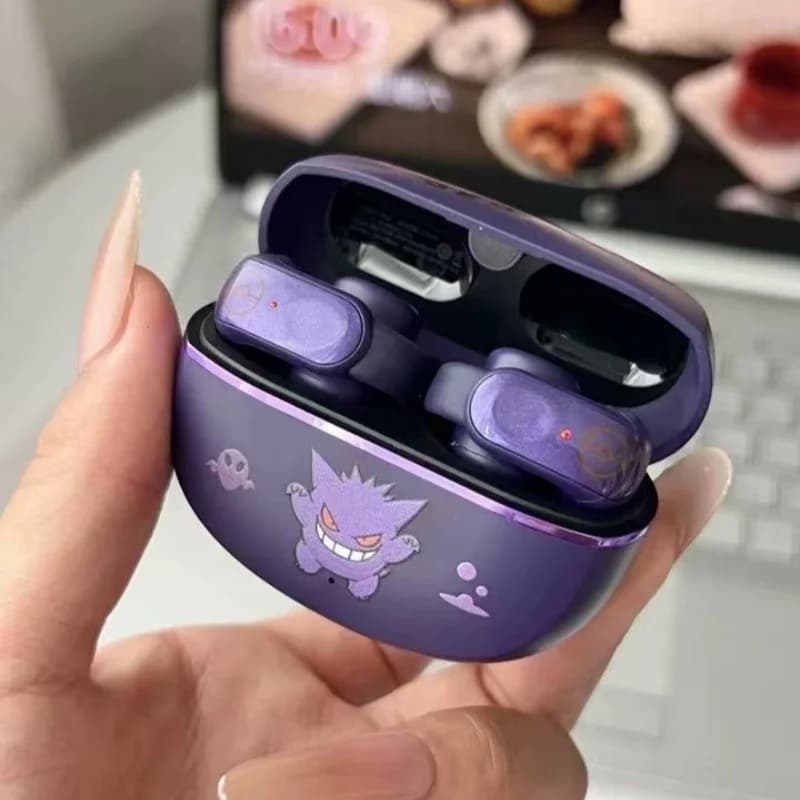 Authentic Bluetooth Anime Pkm Gengar wireless headphones with ear clip, sports stereo headphones, high strength fashionable gifts