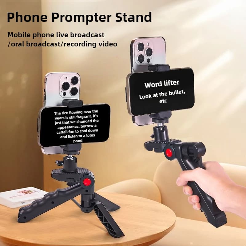 Teleprompter per telefono Supporto per suggerimento per telefono Trasmissione in diretta Supporto portatile da tavolo Sub titolo video Lettura vocale Accessori per treppiede