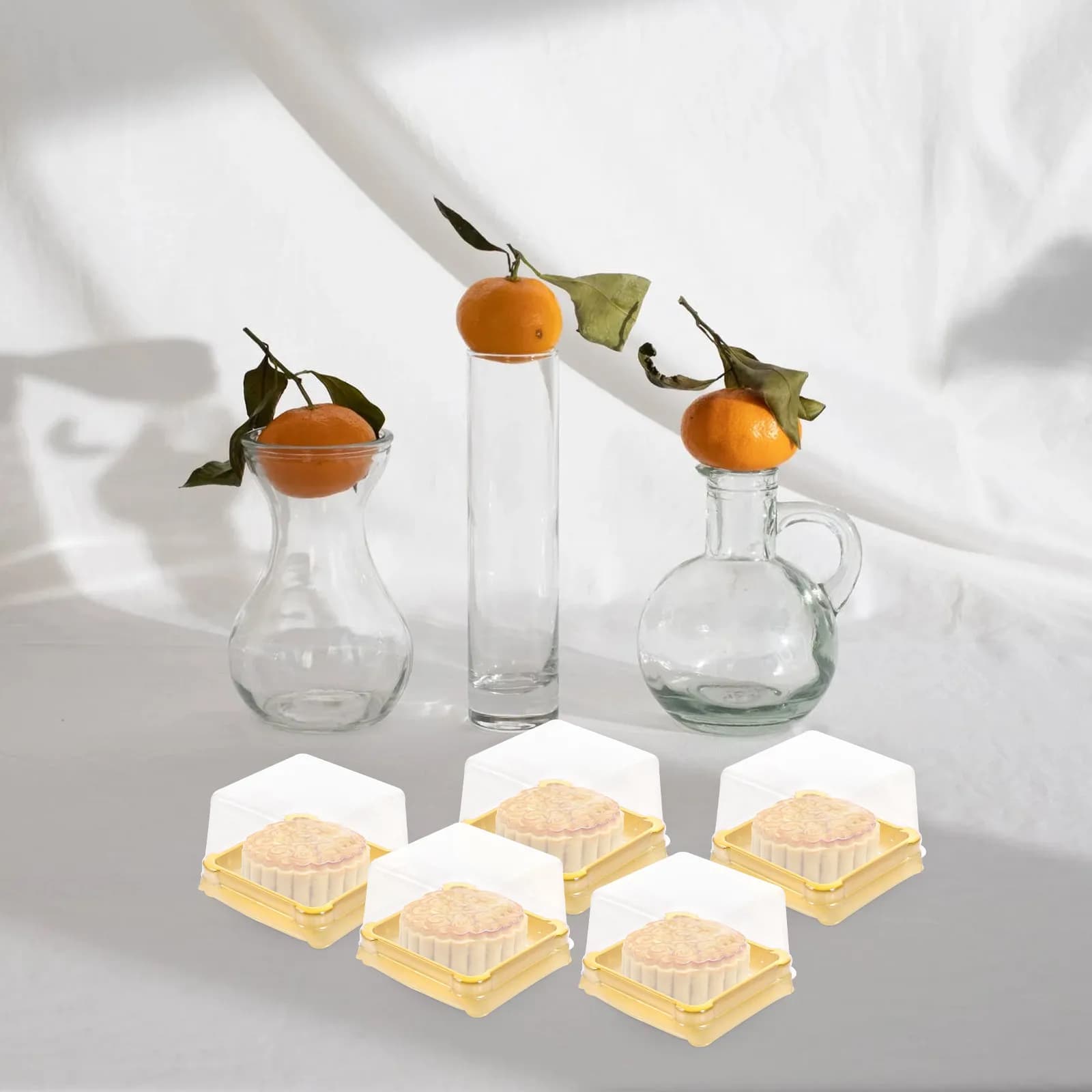 50 Pezzi Scatole Trasparenti in Plastica per Mooncake, Contenitori Alimentari per Mini Torte, Ideali per Confezionare Dessert per Matrimoni e Feste di Compleanno