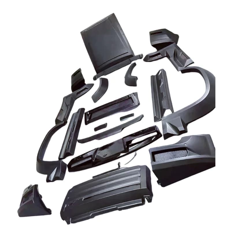 Per Defender LUMMA Style Paraurti anteriore in fibra di carbonio Paraurti posteriore Minigonne laterali Sopracciglia ruota Kit corpo spoiler posteriore