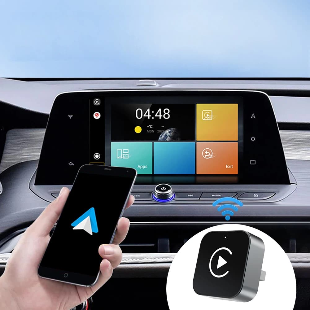 Adattatore Wireless 2 in 1 per CarPlay e Android Auto, Box AI per Convertire CarPlay Cablato in Wireless, Plug & Play per Auto con CarPlay Cablato di Fabbrica