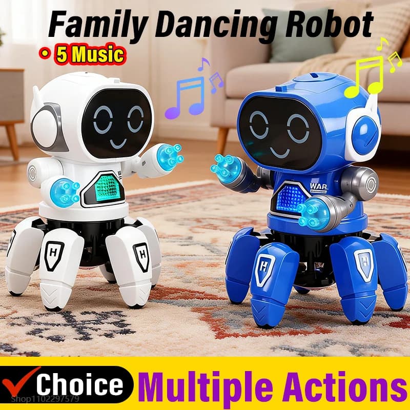 Nuovo Robot Musicale Danzante 2026, Modello Polpo a 6 Zampe con Luci LED, Regalo di Compleanno, Giocattolo per Bambini, Gioco Educativo Divertente per Arrampicarsi e Gattonare