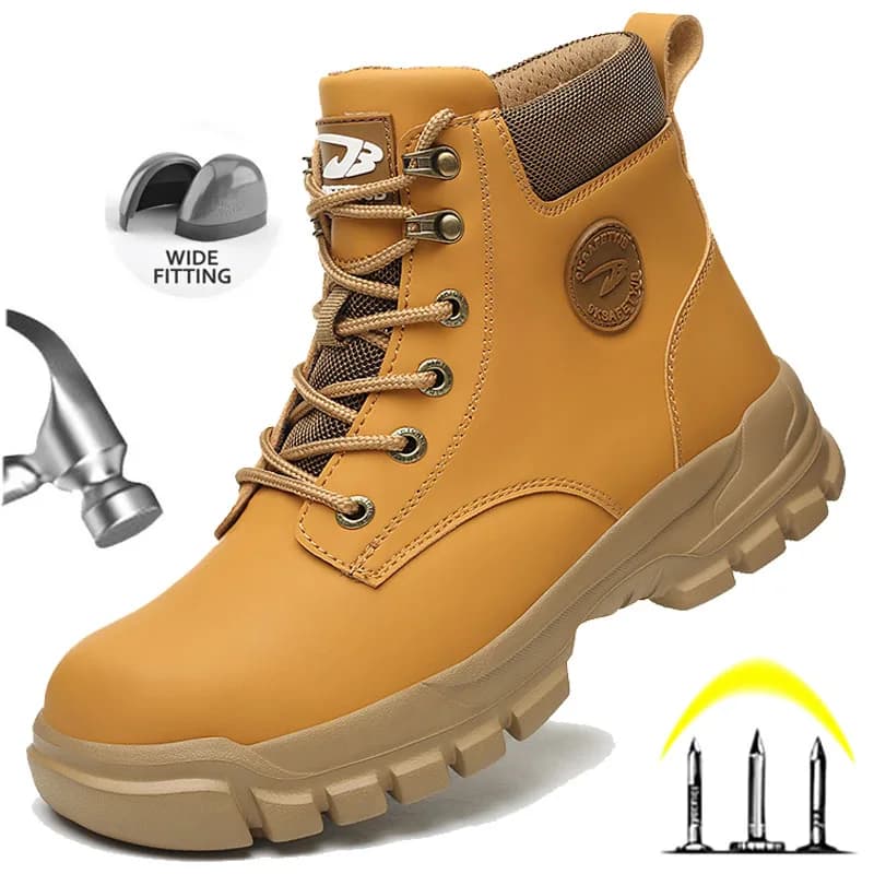 Stivali antinfortunistici da uomo con puntale in acciaio Scarpe antinfortunistiche da lavoro anti-sfondamento Stivali da lavoro indistruttibili Stivali protettivi da trekking impermeabili