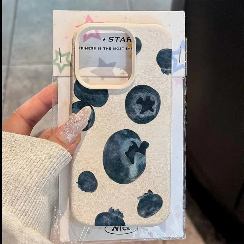 Phone Case Minimalist Blueberry Pattern For iPhone 17 Air 11 13 14 12 15 16 Pro Max XS XR 7 8 Plus 16E Silicone Bumper TPU Cover