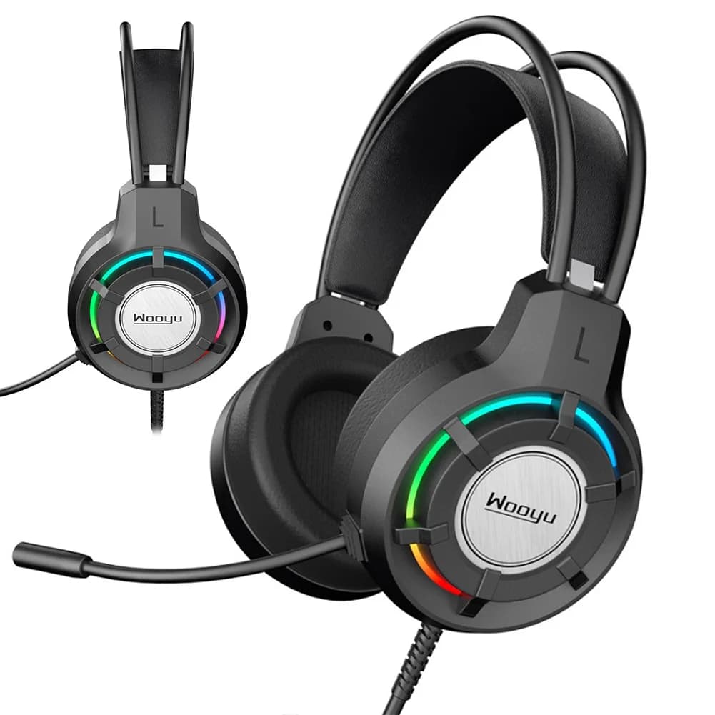 Cuffie da Gaming Cablate con Luce LED, Audio Surround 7.1, Cancellazione del Rumore e Microfono per PC