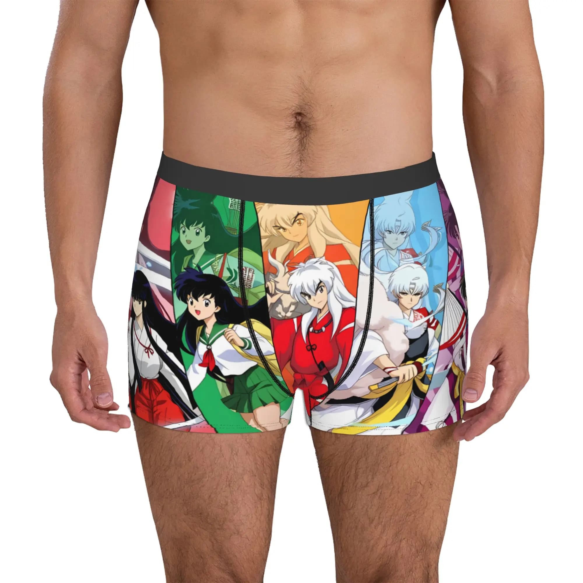 Inuyasha Kikyo Kagome Higurashi Underwear Men Printed Sesshomaru Sango Naraku Boxer Briefs Shorts Panties Soft Underpants