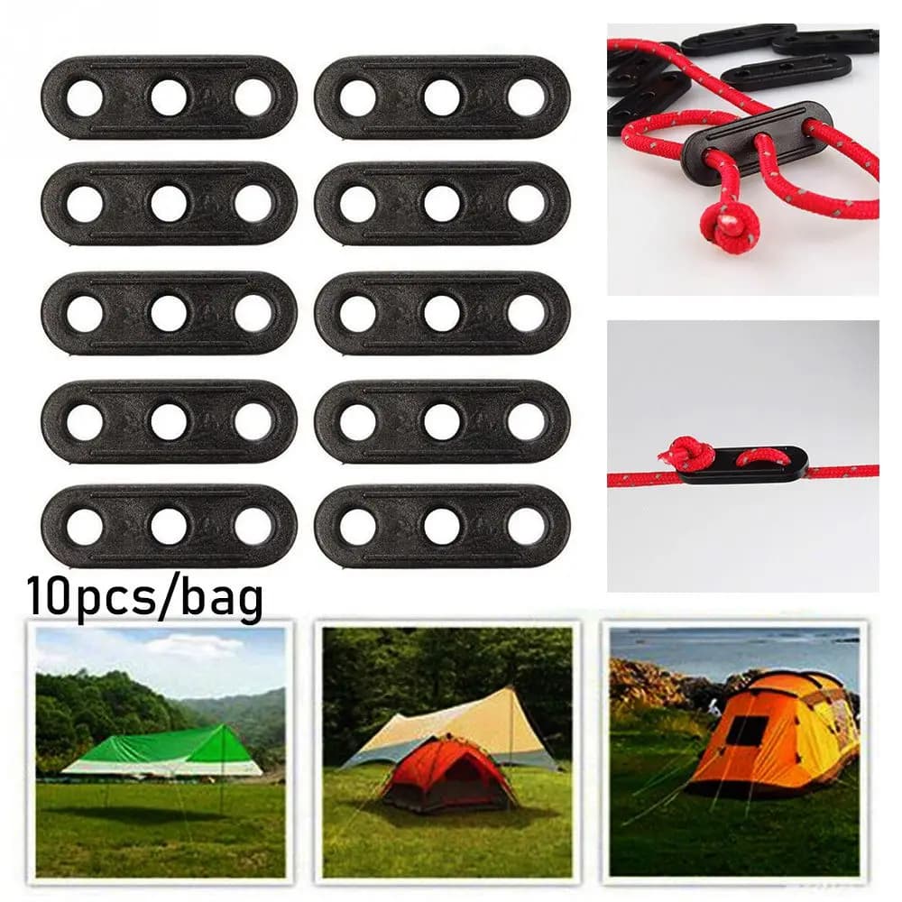 10 pz nero corda del vento fibbia tenda da campeggio chiusura a corda tenditore serratura 3 fori tendicinghia accessorio da campeggio