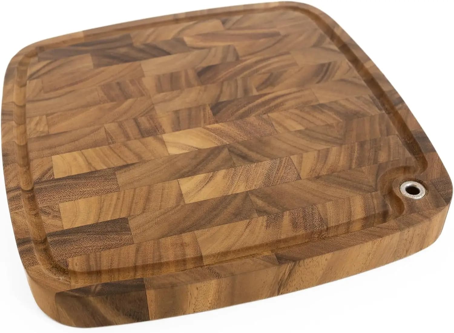 Tagliere in Acacia Carolina Wood, 35 cm, with Collect-Up Canal, in Legno Massello a Grana Transversale