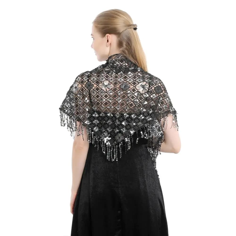 Sequins Sequins Tassel Shawls Tassels Hollow Out Triangle Shawl Capes Multicolor Belly Dancing Scarf Banquet Evening Dresses