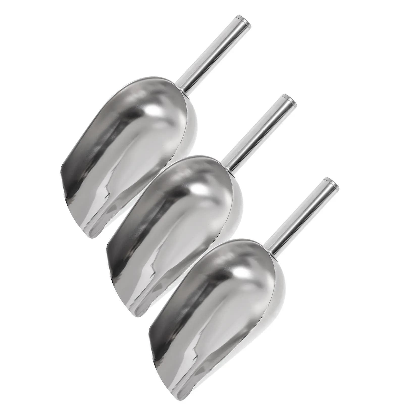 3Pcs Wear Resistant Stainless Steel Grain Scoop Shovel Ice Cube Scooper for Nuts Dried Fruit Flour Rice Buffet Wedding Party