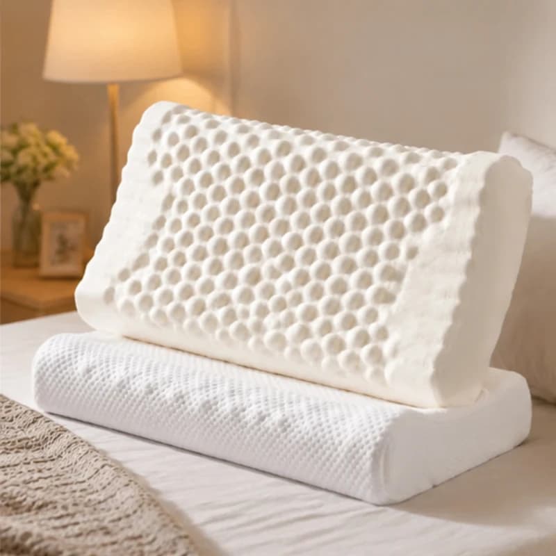 Cuscino in lattice naturale tailandese, ergonomico, con supporto per il collo, morbido e traspirante, migliora il comfort per il riposo quotidiano a casa.