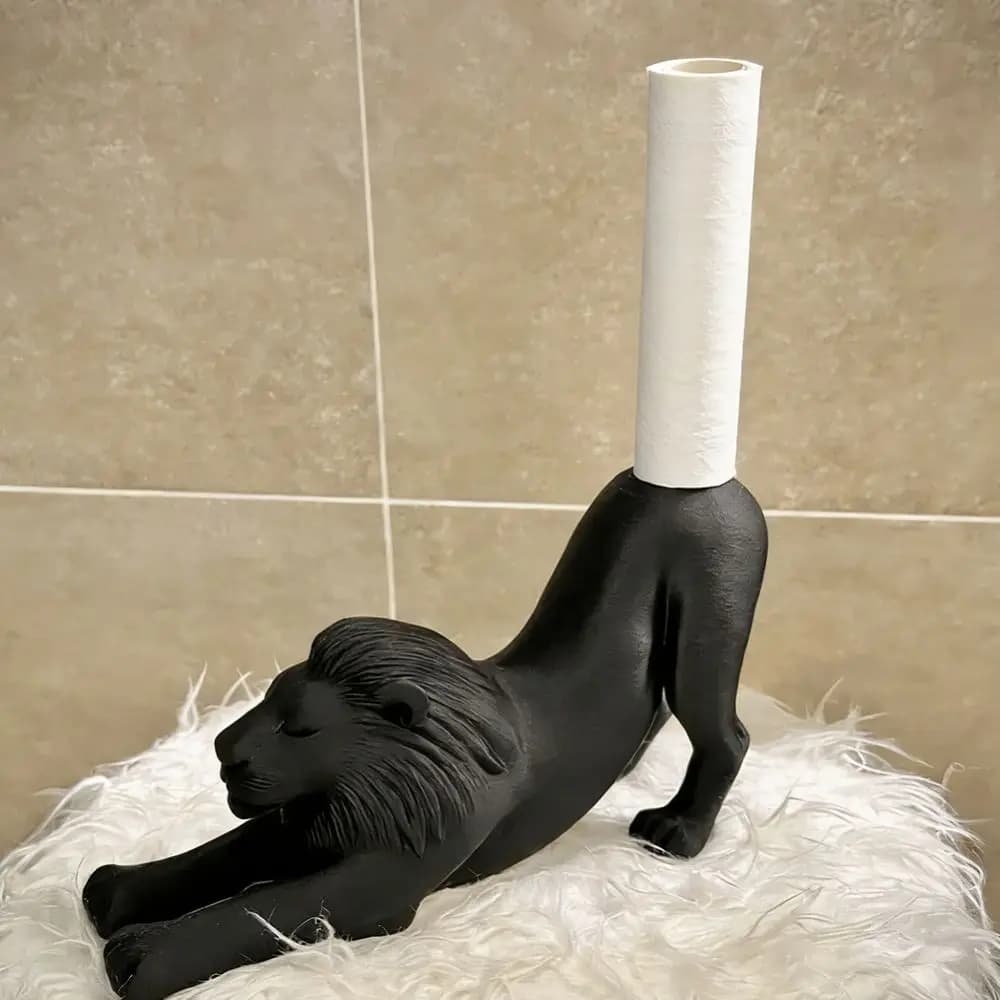 Portarotolo per Carta Igienica a Forma di Leone o Gatto, Creativo Ornamento 3D Divertente, Porta Fazzoletti per Bagno