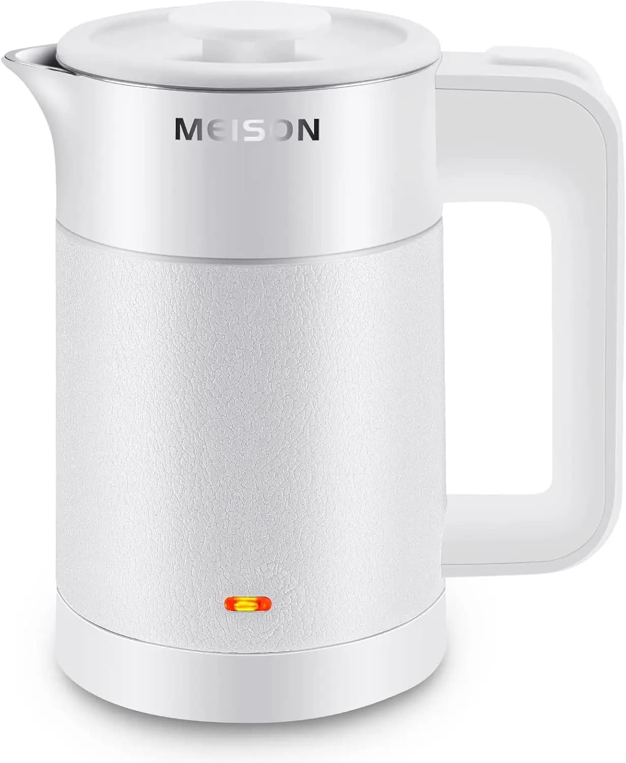 Bollitore elettrico in acciaio inossidabile da 0,6 litri, doppia parete Cool Touch, spegnimento automatico e protezione contro l'ebollizione a secco, 120 V/800 W