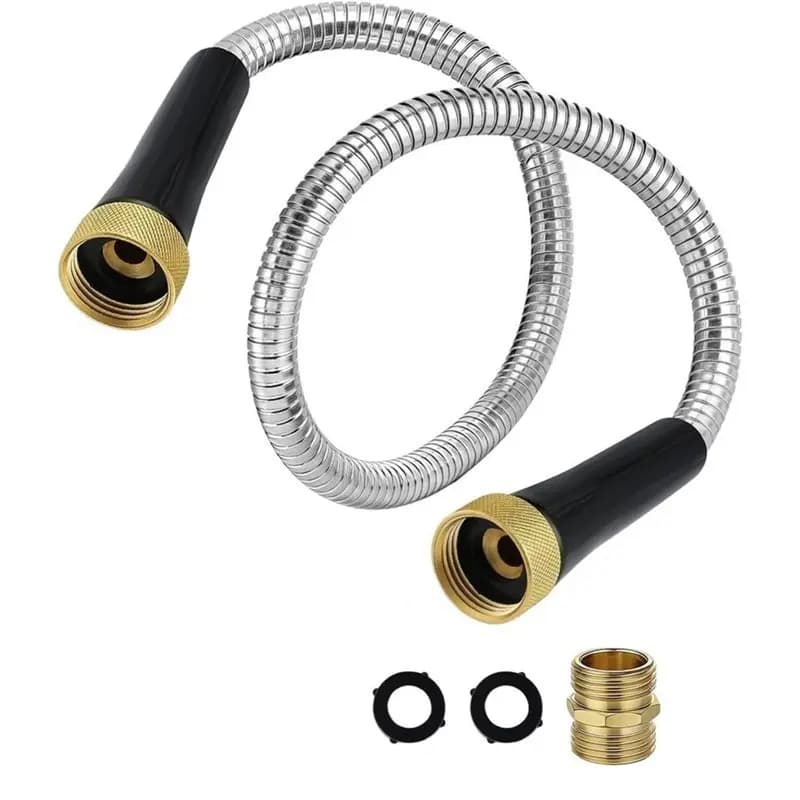 Short 3Ft Female To Female Garden For Hose With Brass Fittings-Stainless Steel Metal Leader For Hose Connector For Hose Reel