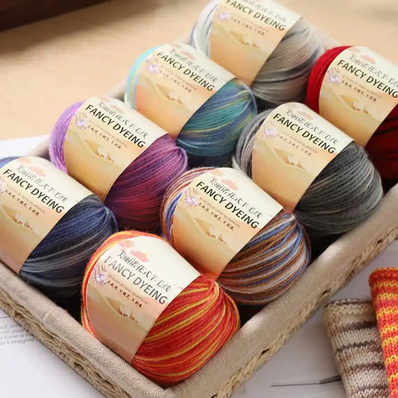 Handmade DIY Crocheting Yarn Rainbow Gradient Medium Wool Alpaca Dyed Ball For Knitting Scarf Hat Sweater Home Garden Crafts