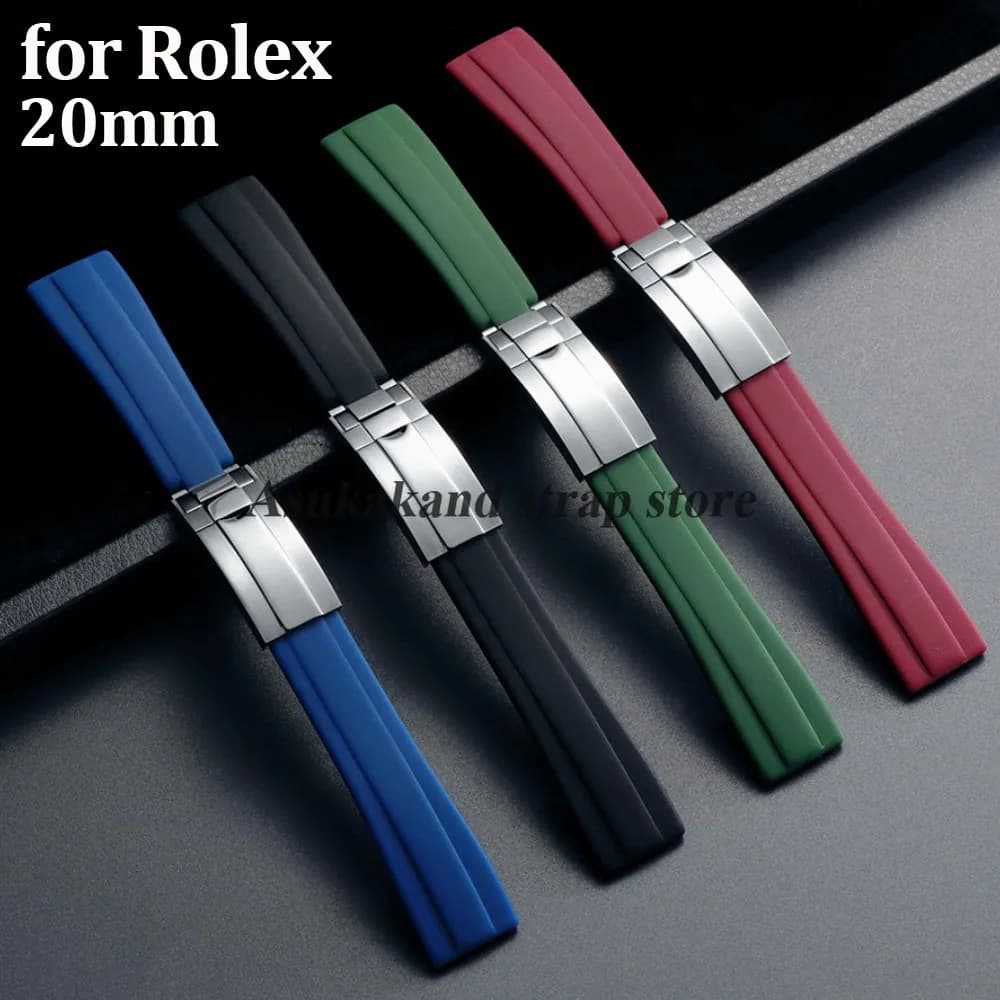 Silicone Watchstrap 20mm for Rolex Submariner for Daytona GMT for Water Ghost Rubber Folding Buckle Watchband Men Watch Bracelet