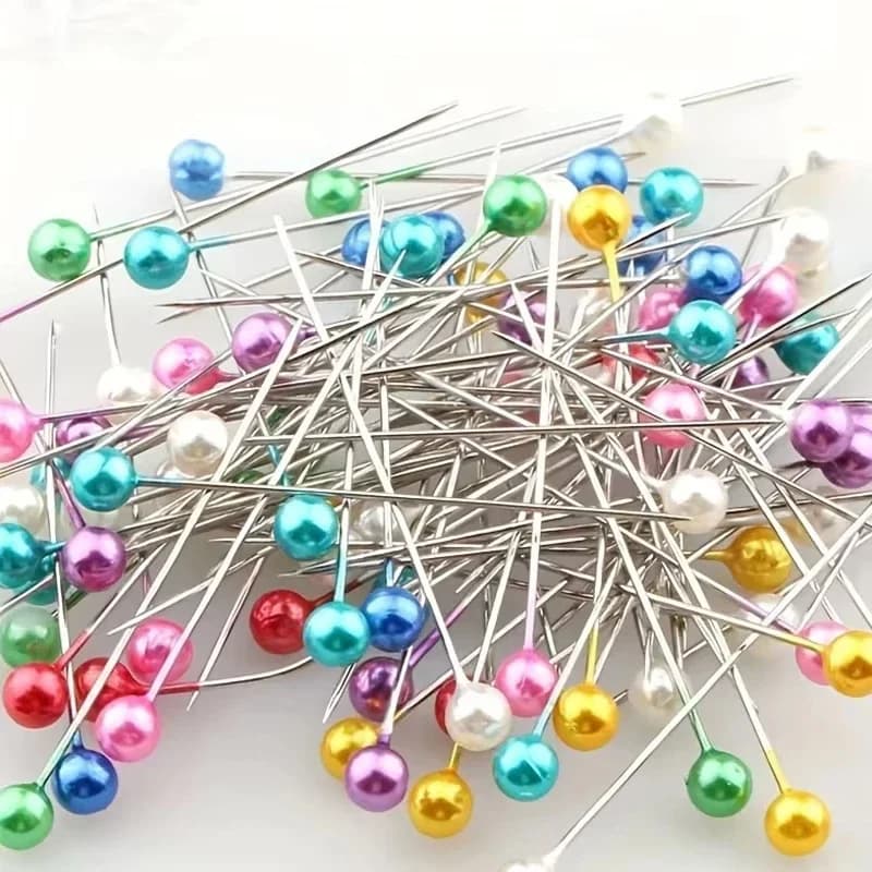 100Pcs Fashion Sewing Needles Colored Glass/Ceramics Head Bead Pin Stitch Knitting Needles Sewing Fixed DIY Safety Pin
