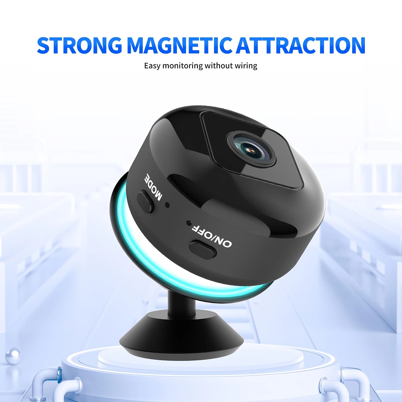 Nuova mini telecamera portatile Smart Wireless Camera Wifi Ip Supporto rotante magnetico 360 ° Monitor di sorveglianza ogni angolo, monitor per visione notturna, supporta sistemi Android e Apple, facile da collegare.