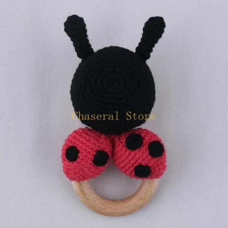 E7CE Baby Wooden Teether Natural Teething Grasping Mobile Pram Crib Ring