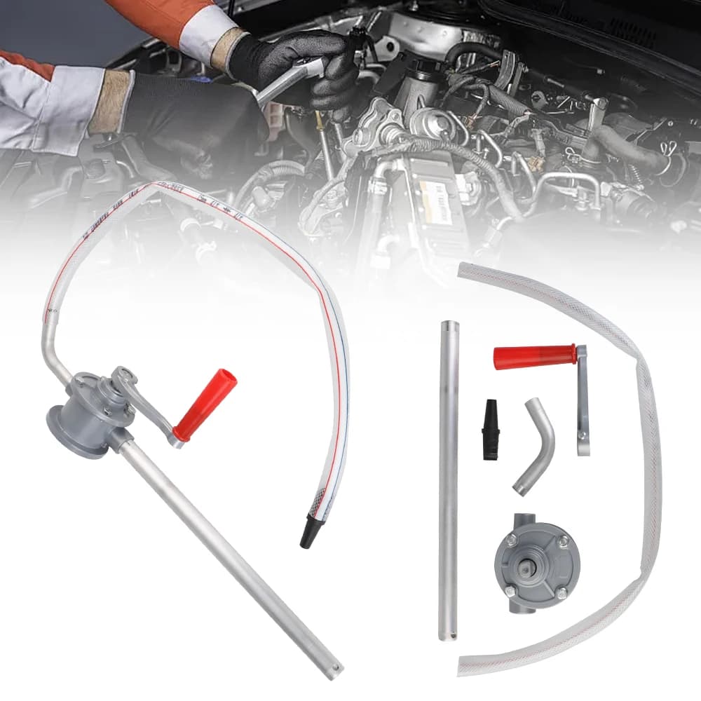 ​ Pompa dell'olio manuale in alluminio Car-styling Gear Iniettore di olio Pompe a mano per vuoto Sifone Ventosa Trasferimento Utensili a manovella manuale con tubo dell'olio
