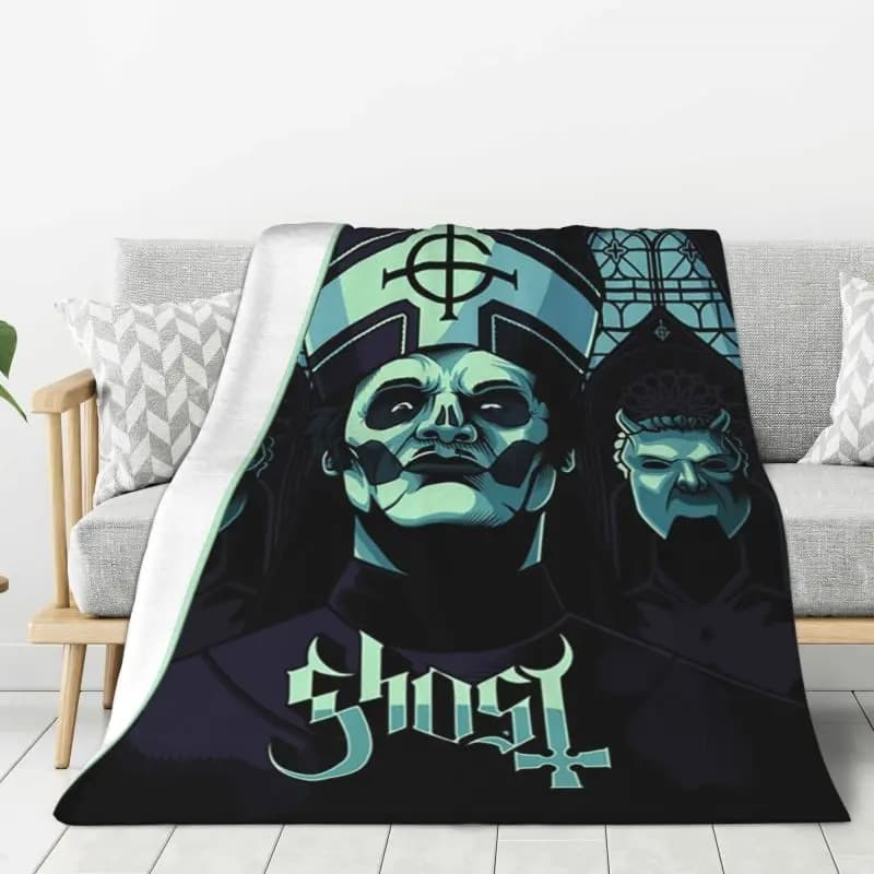 Custom Heavy Metal Rock Band Horror Ghost Blanket Warm Fleece Soft Flannel Throw Blankets for Bedding Couch Office Autumn