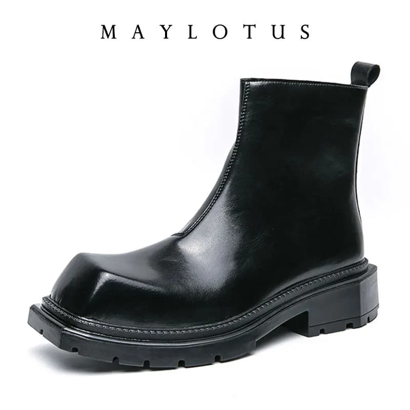 Stivali da pioggia con suola spessa a punta quadrata di nuova moda per uomo e donna stivali da lavoro impermeabili antiscivolo scarpe da coppia di Design di marca