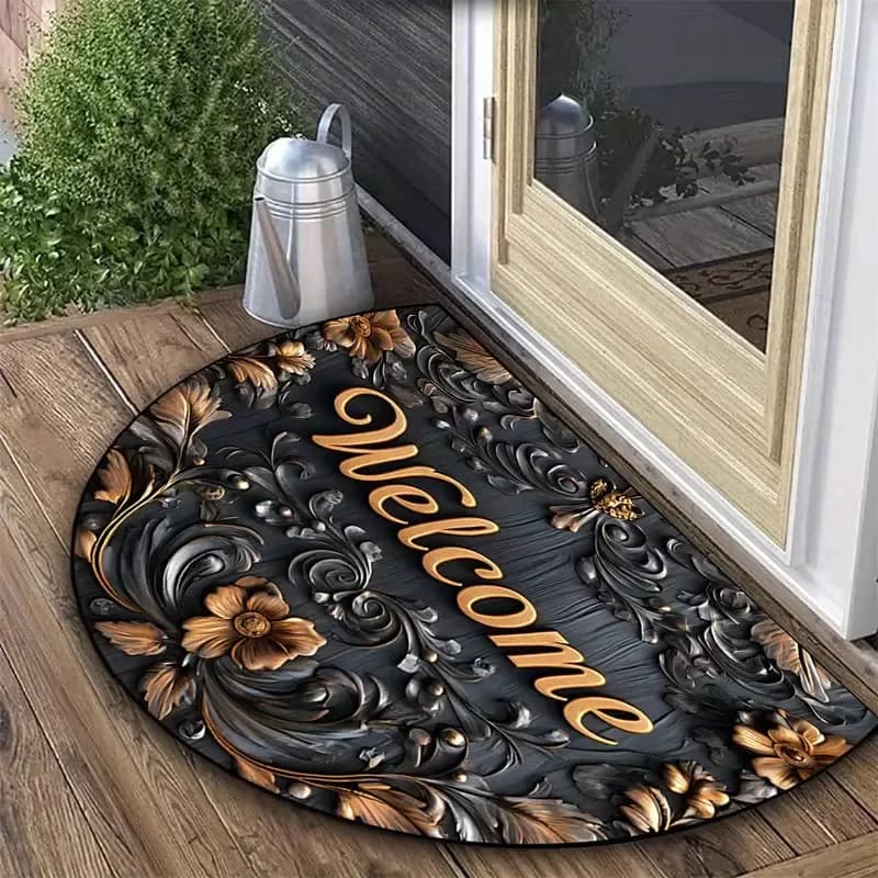 VIKAMA Tappetini per porte d'ingresso semicircolari di lusso Tappeto per camera da letto di casa Bagno WC Tappeto resistente allo sporco Tappetini da cucina