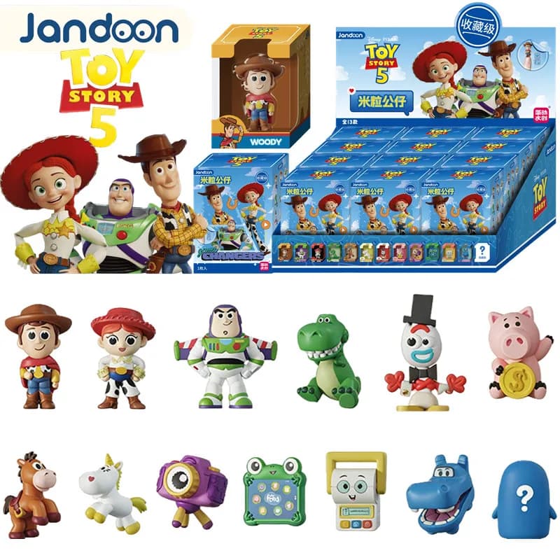 JANDOOM Toy Story 5 ‌ Woody, Buzz Lightyear, Jessie, Rex, Slinky Dog, Hamm, Anime Figur, Rice Grain Doll, Blind Box Toys, Regali di Compleanno