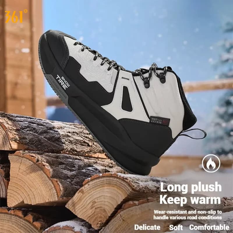 Stivali invernali da uomo a 361 gradi Supporto termico per caviglia alto Foderato in pile Impugnatura per ghiaccio Scarpe da ginnastica resistenti all'abrasione Uomo 672542215A