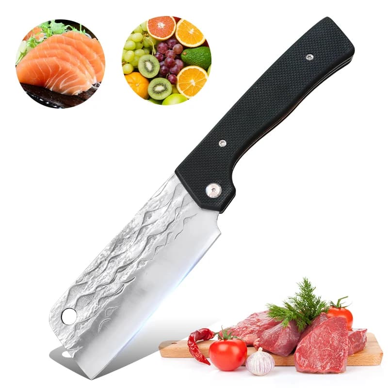 Coltello pieghevole Coltelli multiuso Affettare carne Frutta Pesce Macellaio Coltello per disossare G10 Maniglia Lama fatta a mano Chef Cucina Coltelli per barbecue