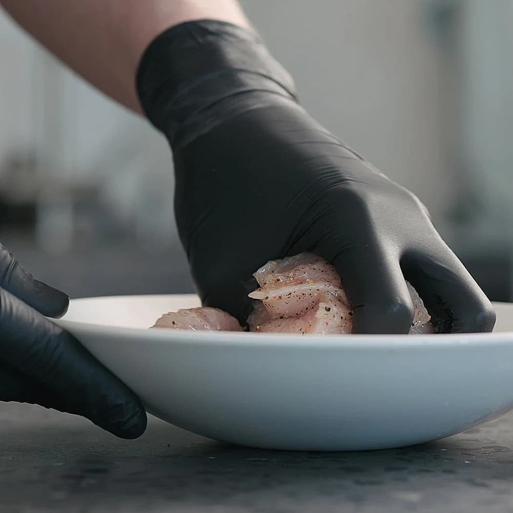Guanti monouso in nitrile ABKO-100 pezzi, neri, adatti per la pulizia, la cucina e le lavori domestici, senza polvere, senza lattice, adatti per alimenti