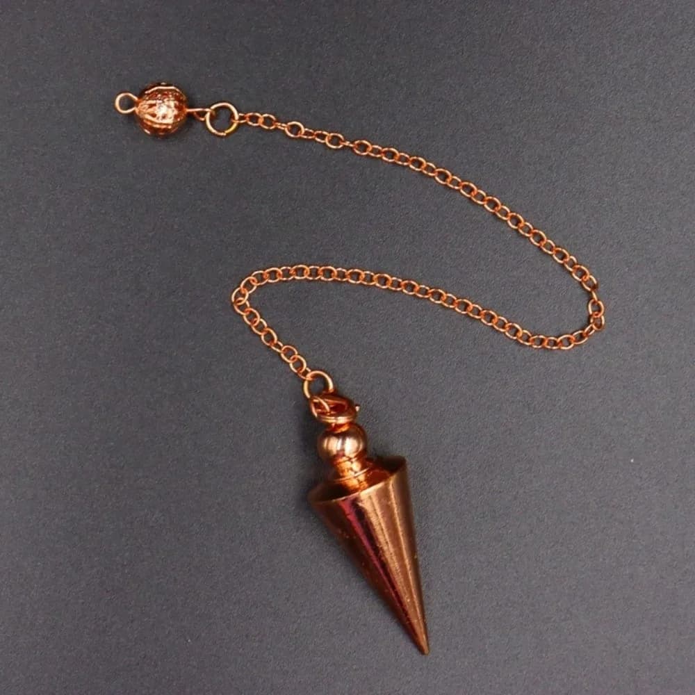 Dowsing Witch Spiritual Pendulos Pointed Meditation Energy Isis Pendulum Spiral Copper Cone Metal Pendulum Jewelry Gift