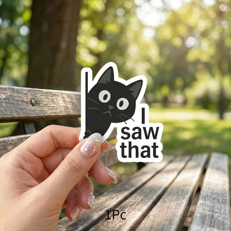 Adesivo in vinile divertente con gatto da 3 pollici con scritta "I Saw That", decorazione per ufficio per colleghi, adesivo resistente per laptop e borraccia