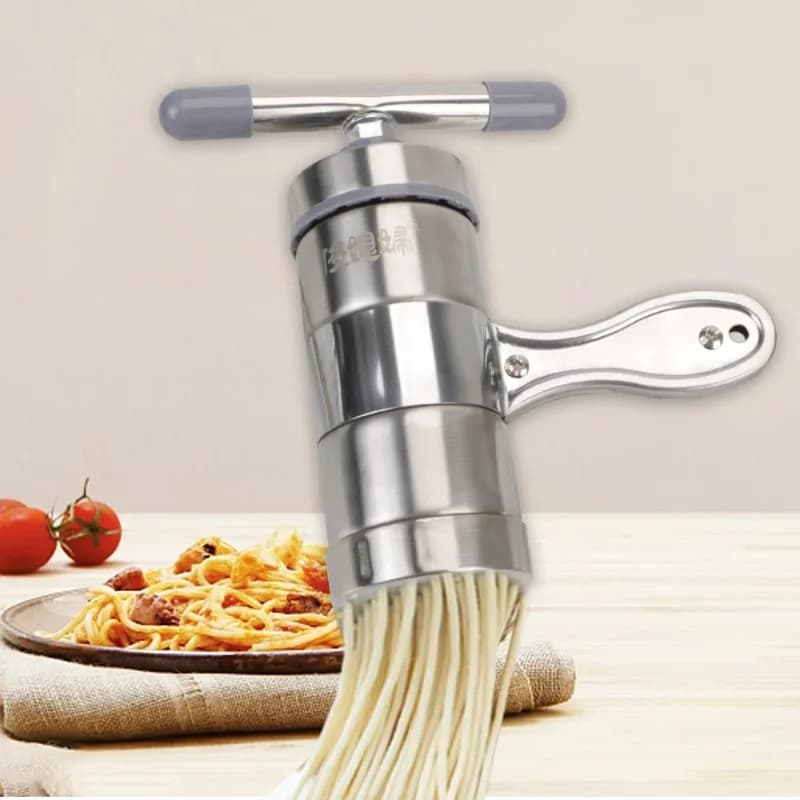 Spremiagrumi multifunzionale in acciaio inossidabile con 5 stampi per pressatura Macchina per pasta per pressa che produce spaghetti Macchina per noodle manuale