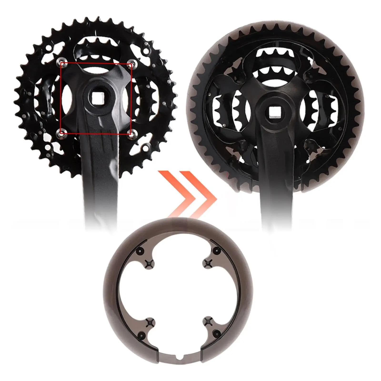 Bicycle Chain Guard Plastic Chainring Protector Chain Loop Shield Cycling Accessories for Road Mountain BMX Bikes 44T