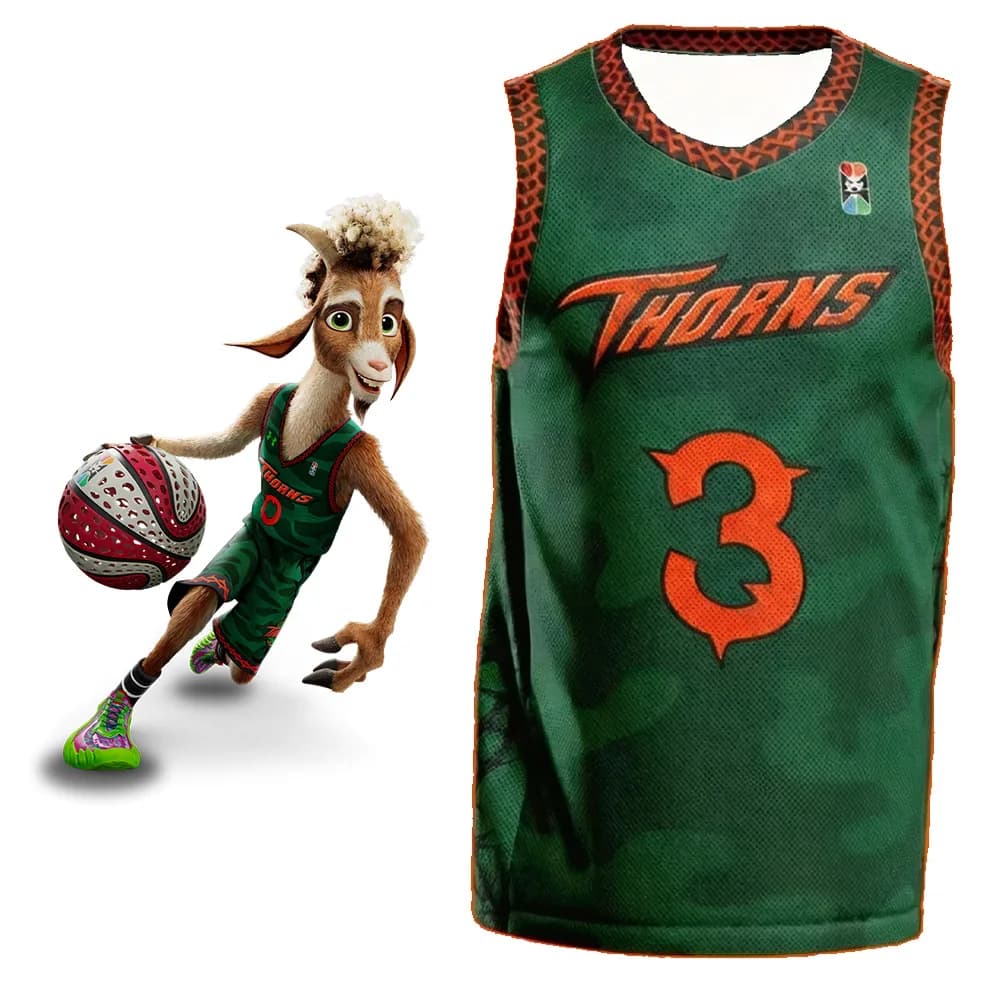 Maglia Vineland Thorns GOAT Movie 2026 Will # Maglia da basket 0 Thorns in rete mimetica verde per uomo e bambino, regalo cosplay