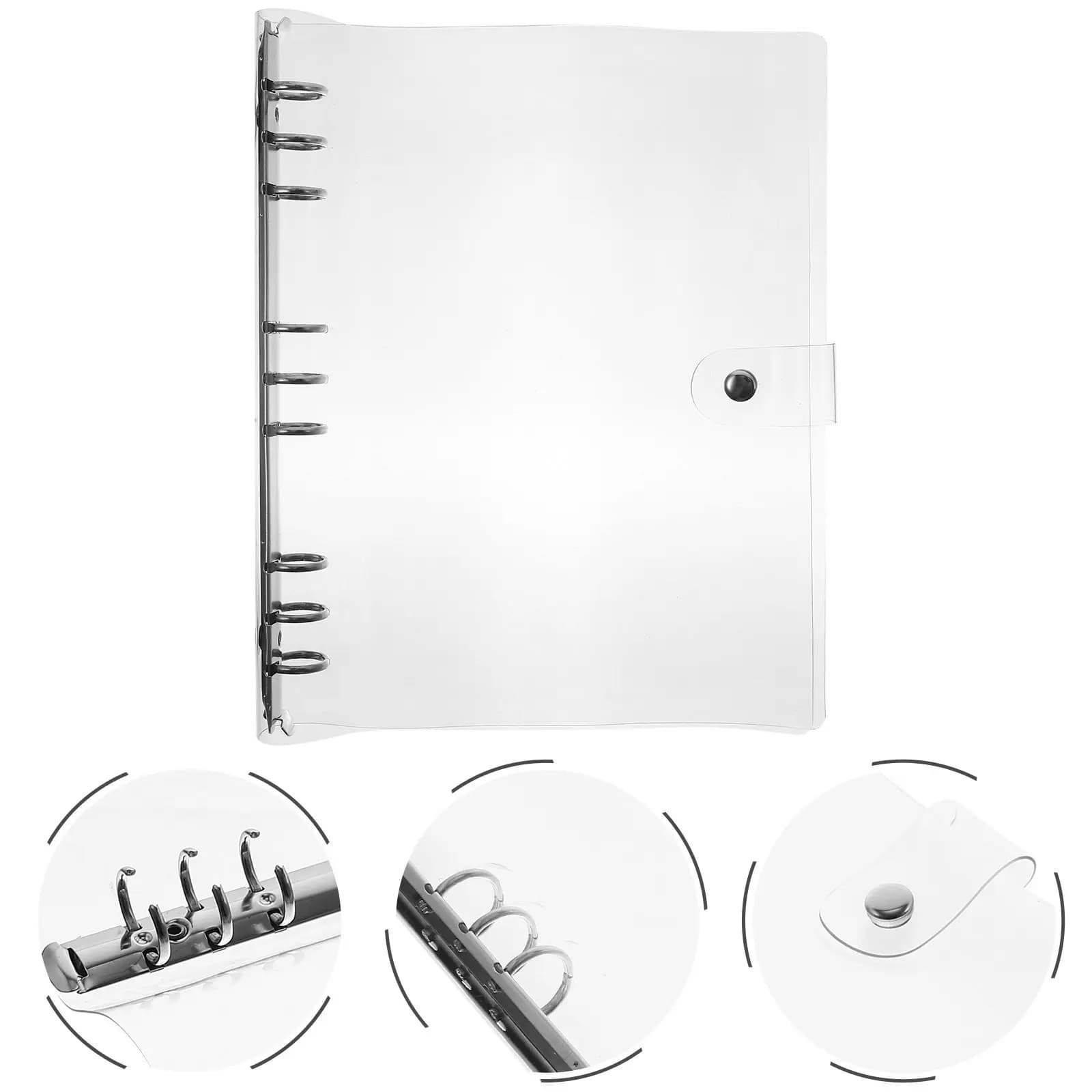 Clear Plastic Binder Notebook Shell B5 Loose Leaf Folder 9 Ring Binder Notebook Cover Scrapbook Planner Office